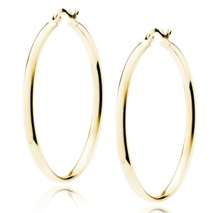 Cercei rotunzi argint placati cu aur galben Ø40 mm x 3 mm Classic Hoops DiAmanti KHV340G-DIA (Argint 925‰ 5,5 g.)
